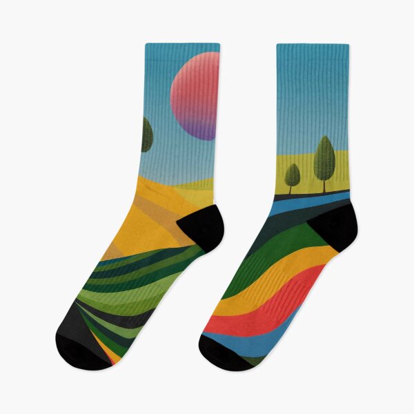 Item preview, Vibrant Abstract Landscape with Colorful Hills and Trees designed and sold by PaintbrushPlace.