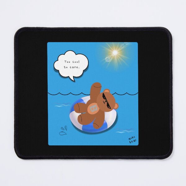 Item preview, Too Cool to Care – Floating Summer Bear Illustration ( Blue Square ) designed and sold by mintmono-studio.