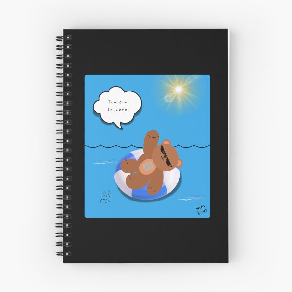 Item preview, Too Cool to Care – Floating Summer Bear Illustration ( Blue Square ) designed and sold by mintmono-studio.