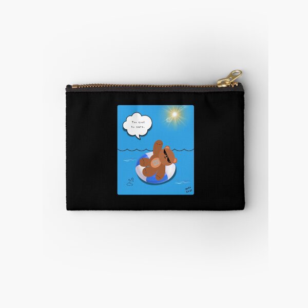 Item preview, Too Cool to Care – Floating Summer Bear Illustration ( Blue Square ) designed and sold by mintmono-studio.