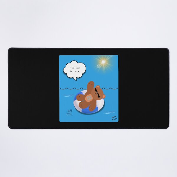 Item preview, Too Cool to Care – Floating Summer Bear Illustration ( Blue Square ) designed and sold by mintmono-studio.