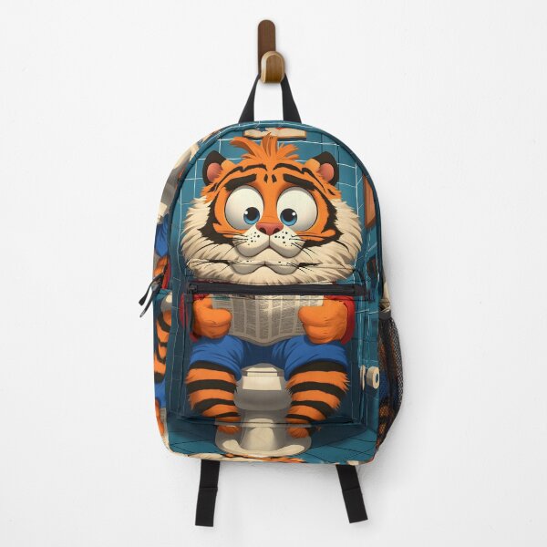 Item preview, Animal Bold Tiger Dons Striped Athleisure Reading Toilet News designed and sold by earlobejerk.
