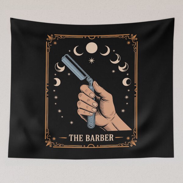 Item preview, Funny Barber Hairstylist Tarot Card designed and sold by savrmiller.