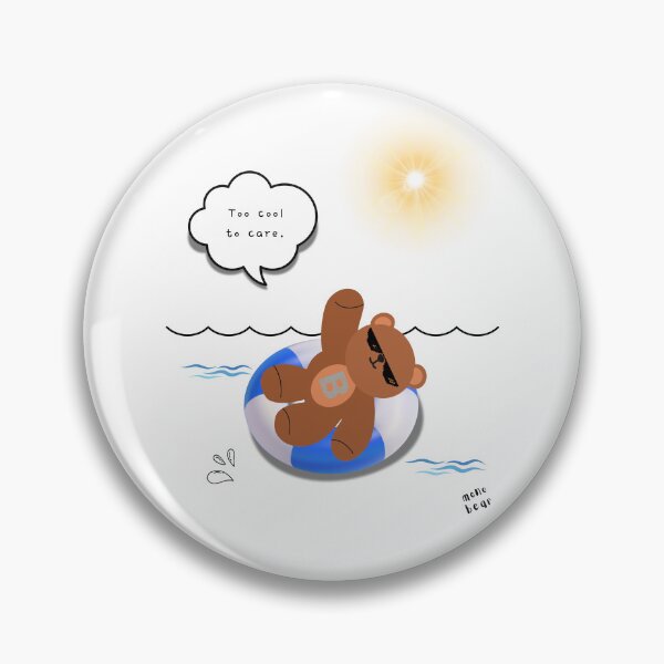 Item preview, Too Cool to Care – Floating Summer Bear Illustration ( White / Transparent Background ) designed and sold by mintmono-studio.
