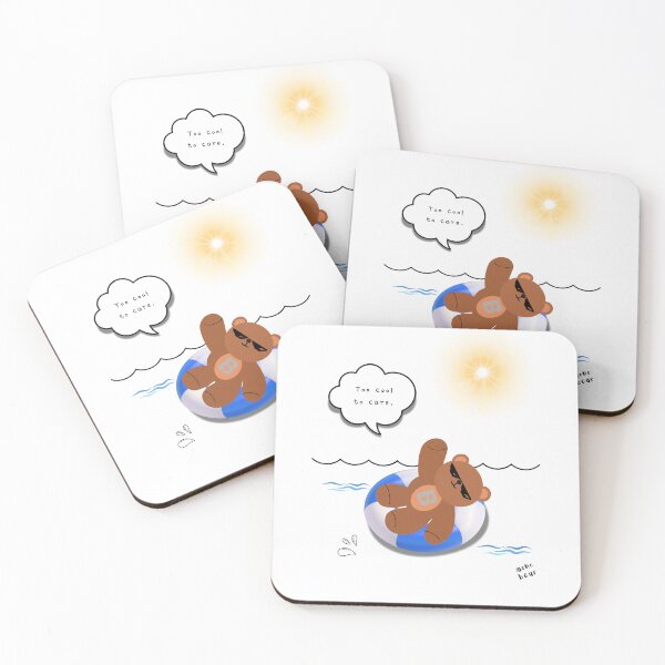 Item preview, Too Cool to Care – Floating Summer Bear Illustration ( White / Transparent Background ) designed and sold by mintmono-studio.