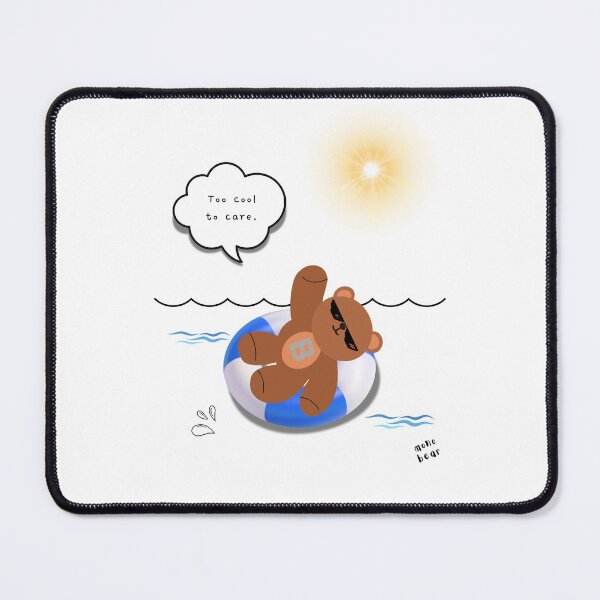 Item preview, Too Cool to Care – Floating Summer Bear Illustration ( White / Transparent Background ) designed and sold by mintmono-studio.