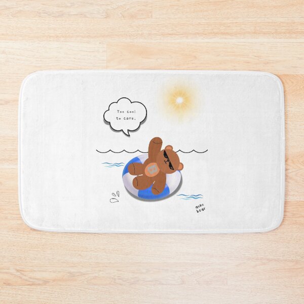Item preview, Too Cool to Care – Floating Summer Bear Illustration ( White / Transparent Background ) designed and sold by mintmono-studio.