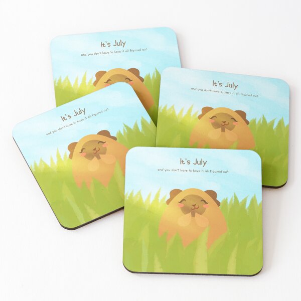 Item preview, its july and you don't have to have it all figured out guinea pig wholesome inspirational quote hopecore cozy pet drawing designed and sold by Kyna Arts.