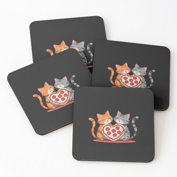 Item preview, Couple Cats Sharing a Heart-Shaped Pizza – Cute Romantic Food Art designed and sold by ColorSplash123.