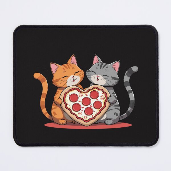 Item preview, Couple Cats Sharing a Heart-Shaped Pizza – Cute Romantic Food Art designed and sold by ColorSplash123.