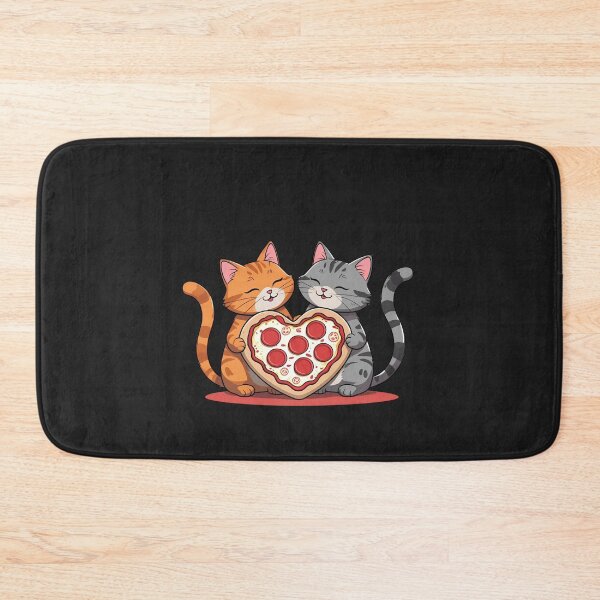 Item preview, Couple Cats Sharing a Heart-Shaped Pizza – Cute Romantic Food Art designed and sold by ColorSplash123.