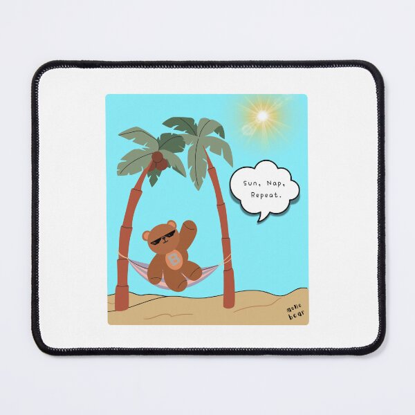 Item preview, Sun, Nap, Repeat – Hammock Bear Summer Print ( Skyblue Square ) designed and sold by mintmono-studio.