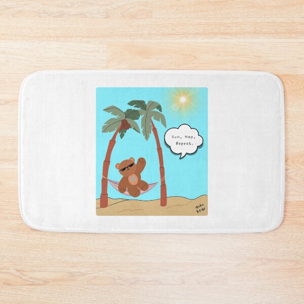 Item preview, Sun, Nap, Repeat – Hammock Bear Summer Print ( Skyblue Square ) designed and sold by mintmono-studio.