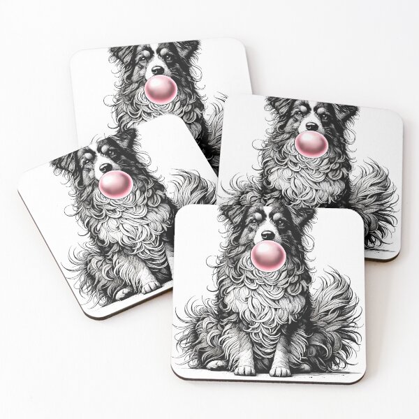 Item preview, Funny Australian Shepherd Bubble Gum Vintage Dog Mom Dad designed and sold by Kimberley King Art  King Art.