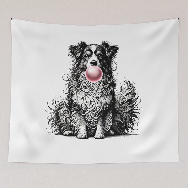 Item preview, Funny Australian Shepherd Bubble Gum Vintage Dog Mom Dad designed and sold by Kimberley King Art  King Art.