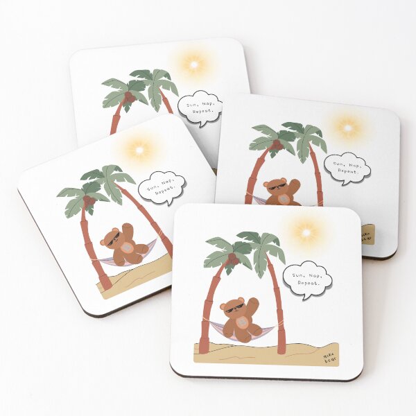 Item preview, Sun, Nap, Repeat – Hammock Bear Summer Print ( White / Transparent Background ) designed and sold by mintmono-studio.