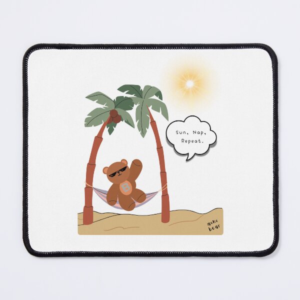 Item preview, Sun, Nap, Repeat – Hammock Bear Summer Print ( White / Transparent Background ) designed and sold by mintmono-studio.