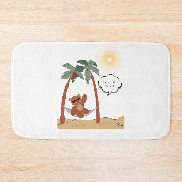 Item preview, Sun, Nap, Repeat – Hammock Bear Summer Print ( White / Transparent Background ) designed and sold by mintmono-studio.