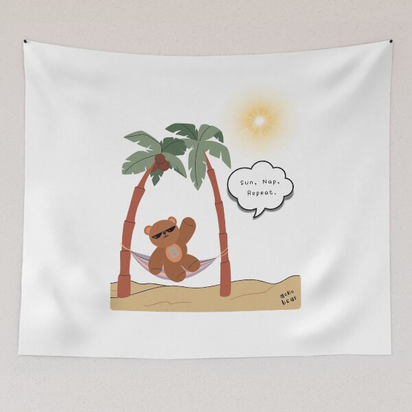 Item preview, Sun, Nap, Repeat – Hammock Bear Summer Print ( White / Transparent Background ) designed and sold by mintmono-studio.