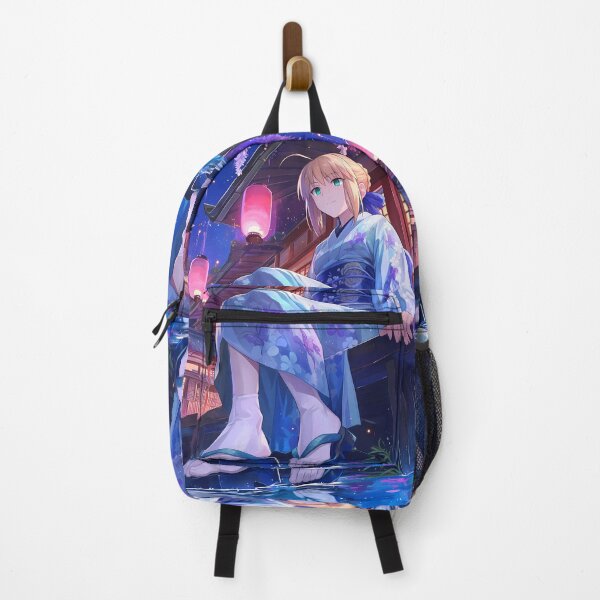 Item preview, Saber Fate Stay Night Anime Girl Yukata Blue Lantern Blossom designed and sold by earlobejerk.