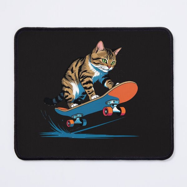 Item preview, Cool Cat on Skateboard Doing a Trick – Fun Kawaii Skater Design designed and sold by ColorSplash123.