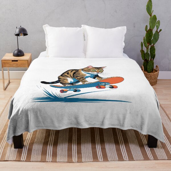 Item preview, Cool Cat on Skateboard Doing a Trick – Fun Kawaii Skater Design designed and sold by ColorSplash123.