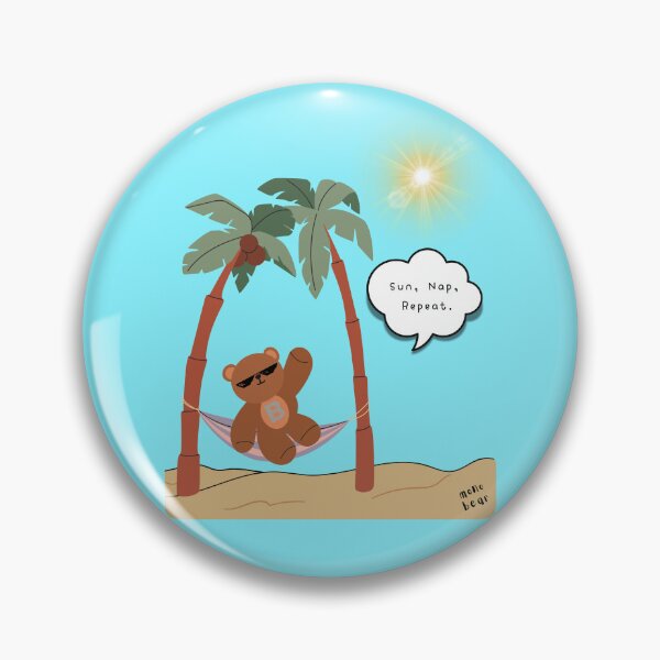 Item preview, Sun, Nap, Repeat – Hammock Bear Summer Print ( Skyblue Background ) designed and sold by mintmono-studio.