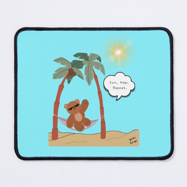 Item preview, Sun, Nap, Repeat – Hammock Bear Summer Print ( Skyblue Background ) designed and sold by mintmono-studio.