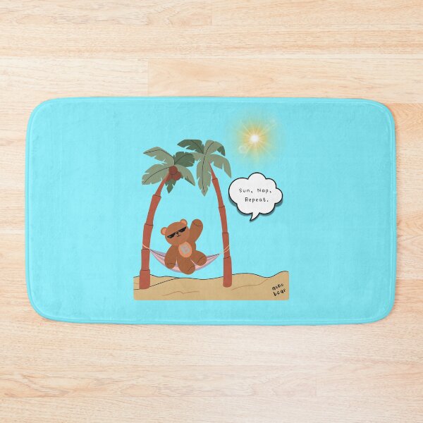 Item preview, Sun, Nap, Repeat – Hammock Bear Summer Print ( Skyblue Background ) designed and sold by mintmono-studio.
