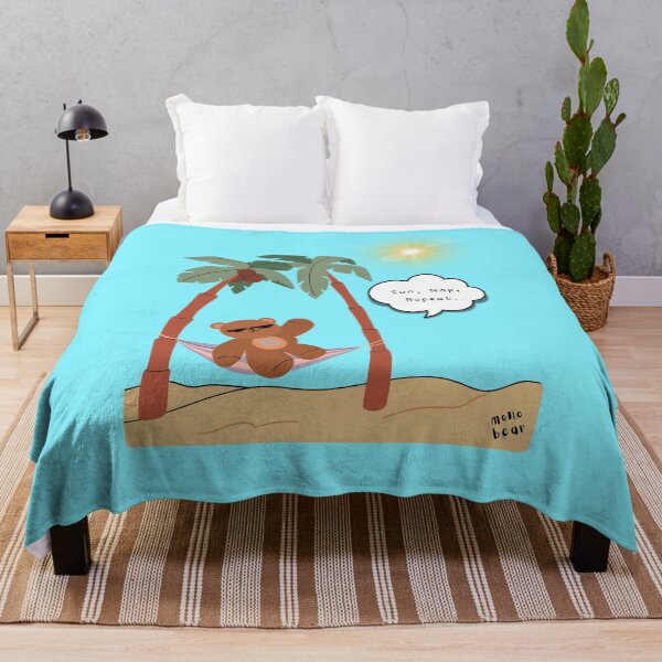 Item preview, Sun, Nap, Repeat – Hammock Bear Summer Print ( Skyblue Background ) designed and sold by mintmono-studio.