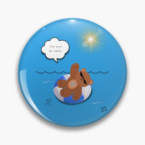 Item preview, Too Cool to Care – Floating Summer Bear Illustration ( Blue Background ) designed and sold by mintmono-studio.