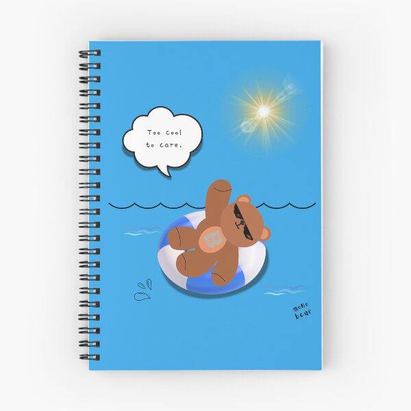 Item preview, Too Cool to Care – Floating Summer Bear Illustration ( Blue Background ) designed and sold by mintmono-studio.
