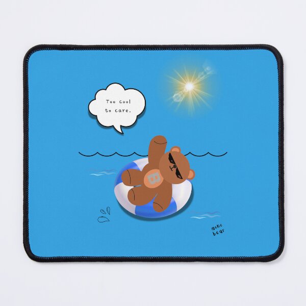 Item preview, Too Cool to Care – Floating Summer Bear Illustration ( Blue Background ) designed and sold by mintmono-studio.