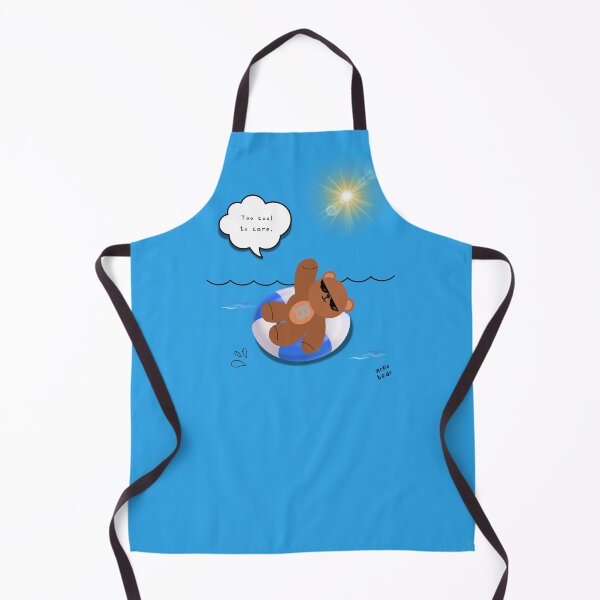 Item preview, Too Cool to Care – Floating Summer Bear Illustration ( Blue Background ) designed and sold by mintmono-studio.