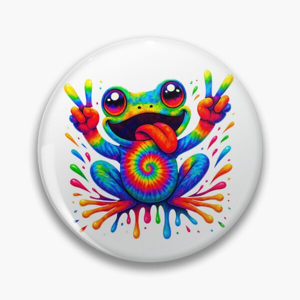 Item preview, Psychedelic Tie Dye Frog Funny Peace Sign Trippy Rainbow Art designed and sold by TynesDesign.