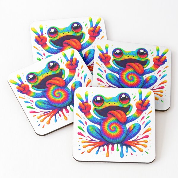 Item preview, Psychedelic Tie Dye Frog Funny Peace Sign Trippy Rainbow Art designed and sold by TynesDesign.