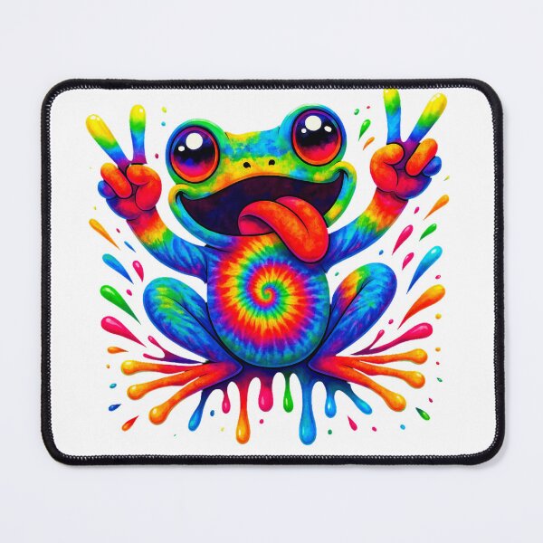 Item preview, Psychedelic Tie Dye Frog Funny Peace Sign Trippy Rainbow Art designed and sold by TynesDesign.