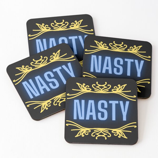 Item preview, “Nasty” Statement Graphic – Elegant Rebellion in Neon Blue and Gold designed and sold by larissa-myrie.