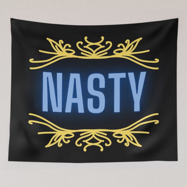 Item preview, “Nasty” Statement Graphic – Elegant Rebellion in Neon Blue and Gold designed and sold by larissa-myrie.