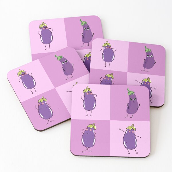 Item preview, Kawaii Eggplant Squares – Cute Purple Pattern Design designed and sold by JirehKollezion.