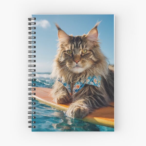 Item preview, Surfing Maine Coon Cat designed and sold by AJBiloxi.