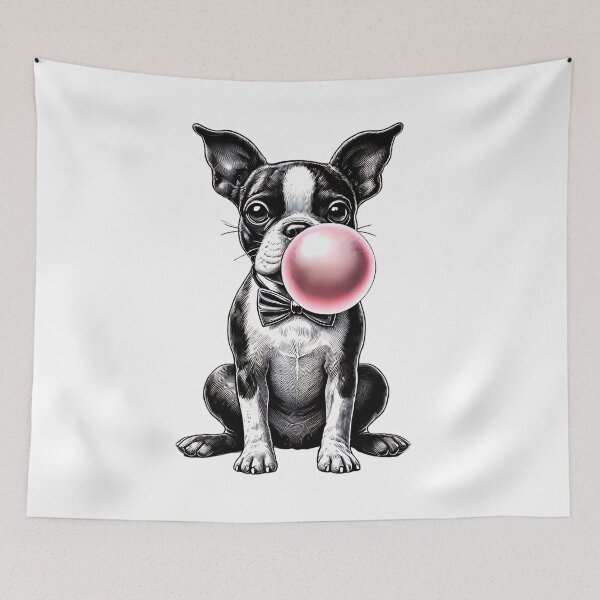 Item preview, Funny Boston Terrier Bubble Gum Vintage Dog Mom Dad designed and sold by Kimberley King Art  King Art.