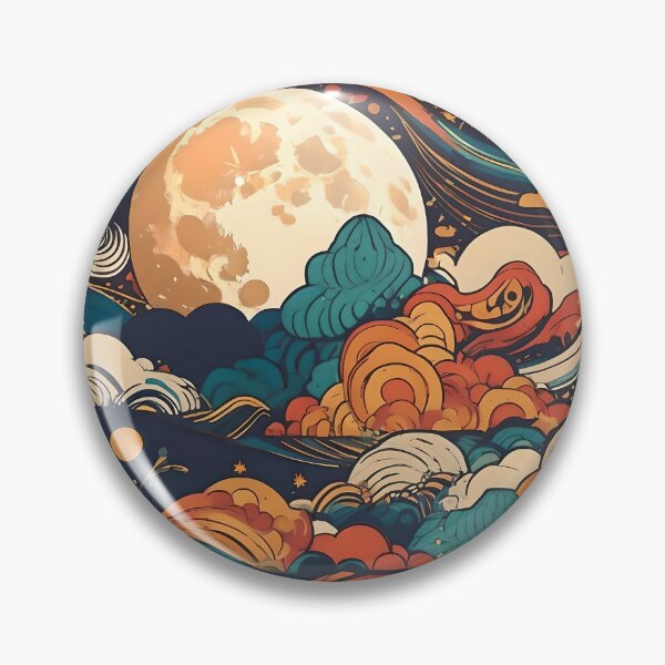 Item preview, Beautiful colorful moon and waves of clouds designed and sold by SanchillShop.