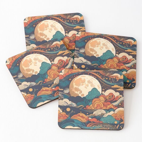 Item preview, Beautiful colorful moon and waves of clouds designed and sold by SanchillShop.