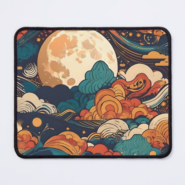 Item preview, Beautiful colorful moon and waves of clouds designed and sold by SanchillShop.