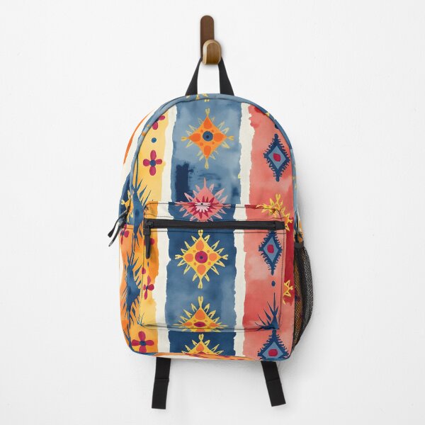 Item preview, Vertical Stripes Pattern with Geometric Floral Boho Motif designed and sold by Prints and Lifestyle.