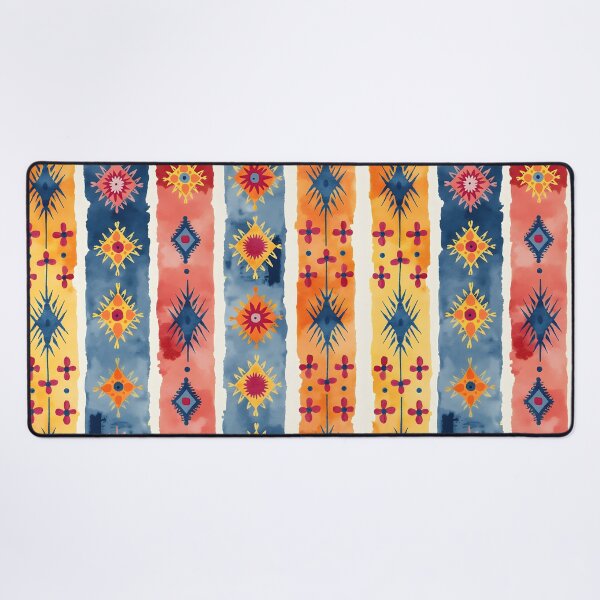Item preview, Vertical Stripes Pattern with Geometric Floral Boho Motif designed and sold by Prints and Lifestyle.