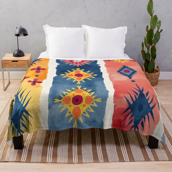 Item preview, Vertical Stripes Pattern with Geometric Floral Boho Motif designed and sold by Prints and Lifestyle.