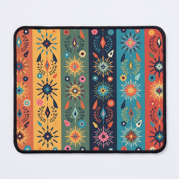 Item preview, Vertical Stripes Pattern with Geometric Floral Boho Motif designed and sold by Prints and Lifestyle.