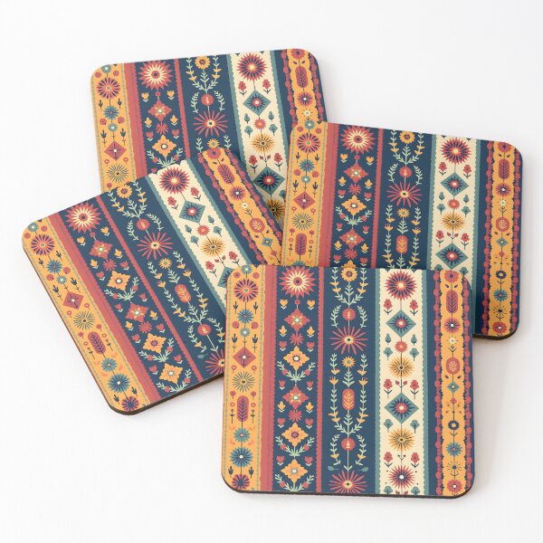 Item preview, Vertical Stripes Pattern with Geometric Floral Boho Motif designed and sold by Prints and Lifestyle.